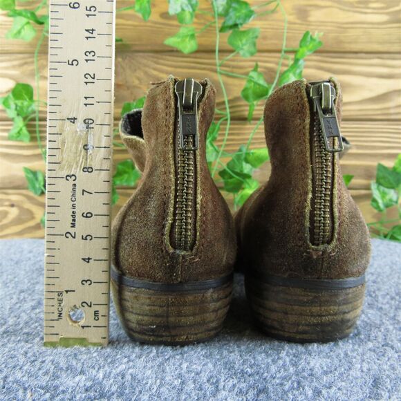 Born Distressed Women Ankle Boots Brown Suede Zip Size 7 Medium - Picture 5 of 10